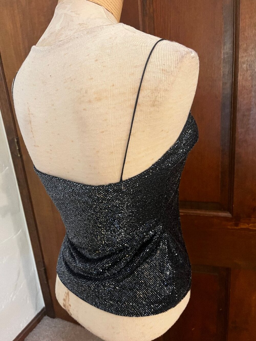 Randolph Duke Vintage Y2K Navy Blue Beaded Camisole Built-in Bra Size 8 - Picture 7 of 16